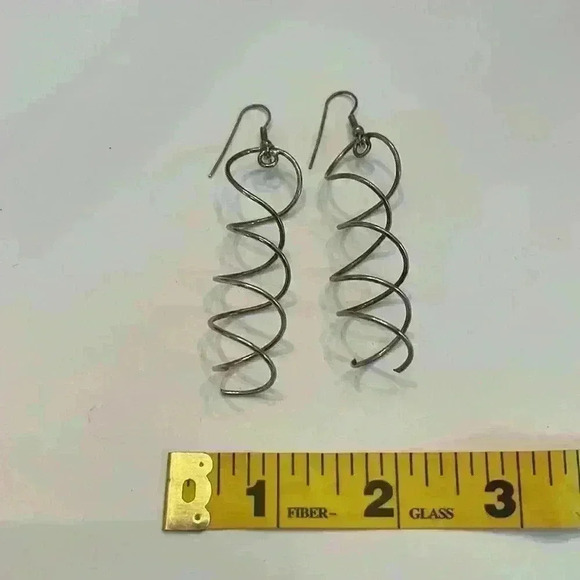 Vintage Silver Colored Spiral Earrings - Picture 3 of 4
